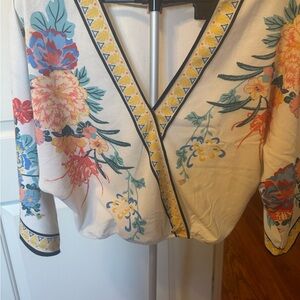 Flying Tomato Floral Blouse - White, Red, Blue, Yellow